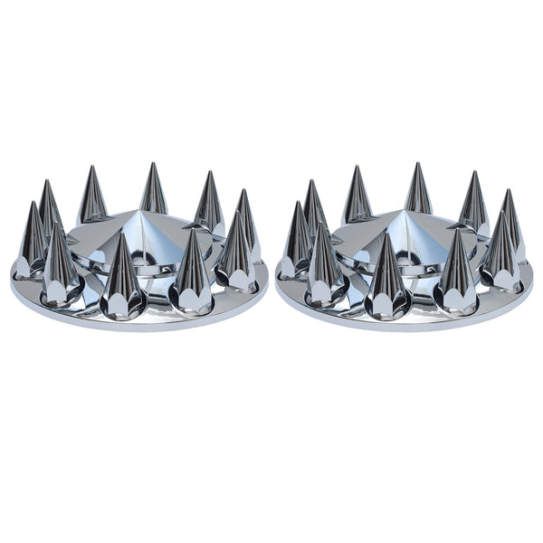 Spiked Chrome ABS Front Axle Covers Kit Hubcaps with 20 Pieces 33mm Thread on Lug Nut Covers for Semi Trucks