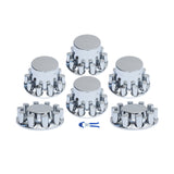 Flat Top Chrome ABS Complete Axle Cover Kit Hubcap with 60 Pieces 33mm Thread on Lug Nut Covers for Semi Trucks