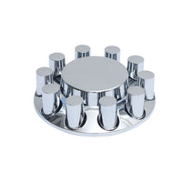 Flat Top Chrome ABS Complete Axle Cover Kit Hubcap with 60 Pieces 33mm Thread on Lug Nut Covers for Semi Trucks