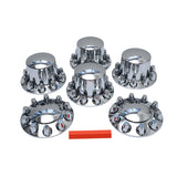 Standard Chrome ABS Complete Axle Cover Kit Hubcaps with 60 Pieces 33mm Thread on Lug Nut Covers for Semi Trucks