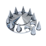 Spiked Chrome ABS Front Axle Covers Kit Hubcaps with 20 Pieces 33mm Thread on Lug Nut Covers for Semi Trucks