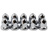 MRJLK 33mm Chrome ABS Plastic Push-on Bullet Flanged Lug Nut Covers Pack of 10