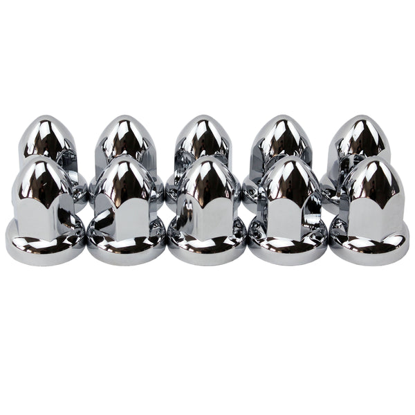 MRJLK 33mm Chrome ABS Plastic Push-on Bullet Flanged Lug Nut Covers Pack of 10