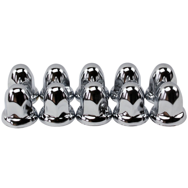 MRJLK 33mm Chrome Steel Push-on Bullet Flanged Lug Nut Covers Pack of 10